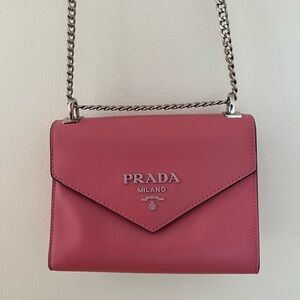 Pink Monochrome Leather Shoulder Bag